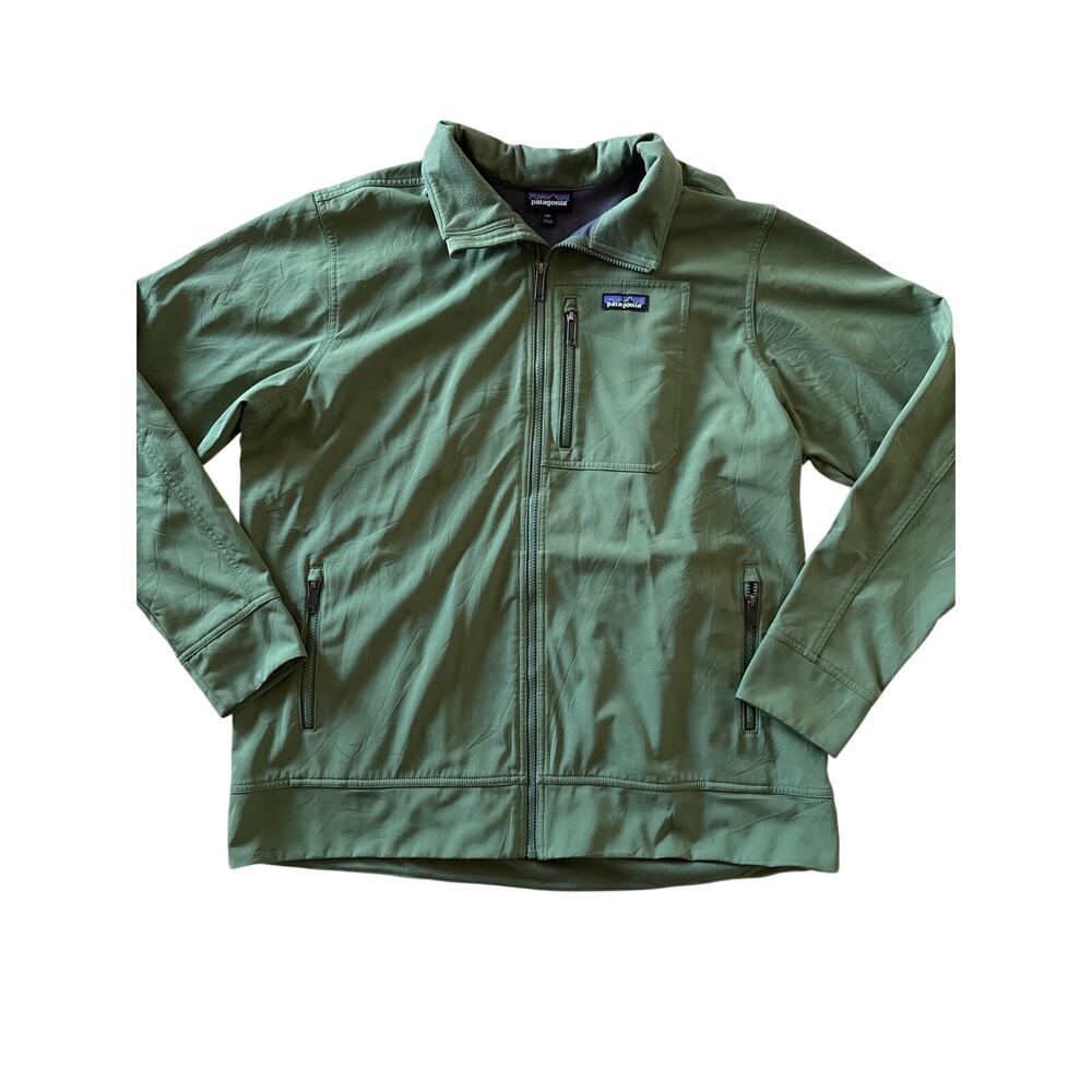 Patagonia Mens XXL Green Soft Shell Full Zip Fleece Lined Jacket